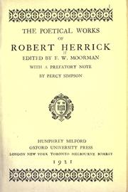 Cover of: Poetical works.: Edited by F.W. Moorman, with a prefatory note by Percy Simpson.
