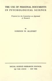 The use of personal documents in psychological science by Gordon W. Allport