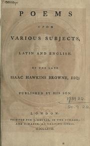 Cover of: Poems upon various subjects by Isaac Hawkins Browne