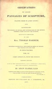 Cover of: Observations on various passages of Scripture by Thomas Harmer, Thomas Harmer