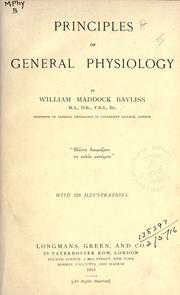 Cover of: Principles of general physiology.
