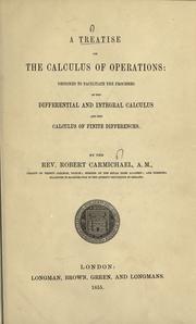 Cover of: A treatise on the calculus of operations by Carmichael, Robert Rev.