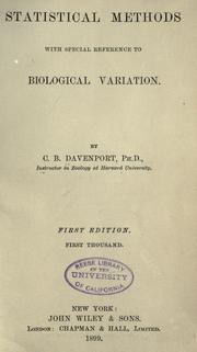 Statistical methods by Charles Benedict Davenport