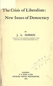 Cover of The crisis of liberalism by john atkinson hobson
