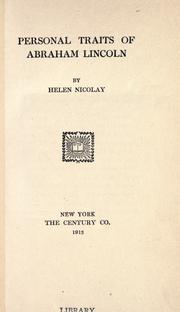 Cover of: Personal traits of Abraham Lincoln by Helen Nicolay, Helen Nicolay