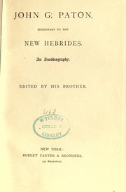 Cover of: John G. Paton, missionary to the New Hebrides by John Gibson Paton