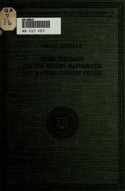 Cover of: Sechs Vorträge über ausgewählte Gegenstände aus der reinen Mathematik und mathematischen Physik: auf Einladung der Wolfskehl-Kommission der Königlichen Gesellschaft der Wissenschaften, gehalten zu Göttingen vom 22.-28. April 1909