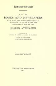 Cover of: Confederate literature by Boston Athenaeum.