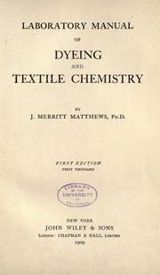 Cover of: Laboratory manual of dyeing and textile chemistry