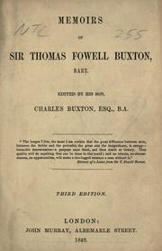 Cover of: Memoirs of Sir Thomas Fowell Buxton