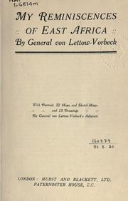 Cover of: My reminiscences of East Africa by Paul von Lettow-Vorbeck