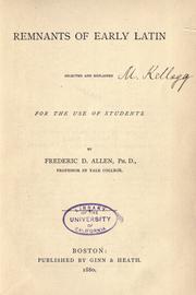 Cover of: Remnants of early Latin by Allen, F. D.