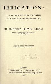 Cover of: Irrigation: its principles and practice as a branch of engineering