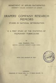 Cover of: A first study of the statistics of pulmonary tuberculosis.