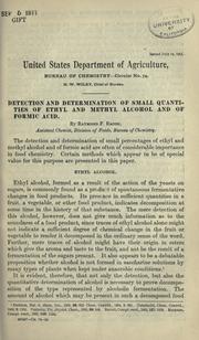 Cover of: Detection and determination of small quantities of ethyl and methyl alcohol and of formic acid ...