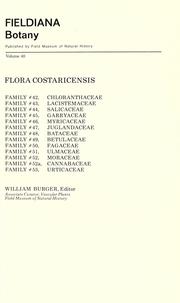 Cover of: Flora Costaricensis by William Burger, editor.