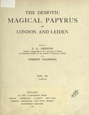 Cover of: The Demotic Magical Papyrus of London and Leiden. by Francis Llewellyn Griffith
