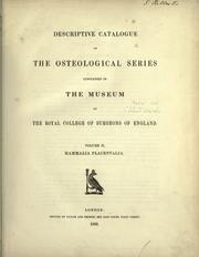 Cover of: Descriptive catalogue of the osteological series contained in the museum