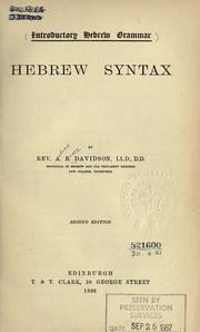 Cover of: Introductory Hebrew grammar: Hebrew syntax