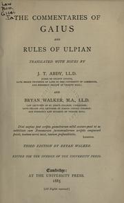 Cover of: Commentaries; and Rules of Ulpian