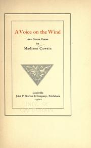 Cover of: A voice on the wind by Cawein, Madison Julius