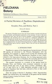 A partial revision of Paullinia (Sapindaceae) for Ecuador, Peru, and Bolivia, part I by Donald Ray Simpson