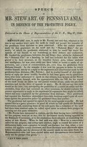 Cover of: Speech of Mr. Stewart, of Pennsylvania, in defence of the protective policy.