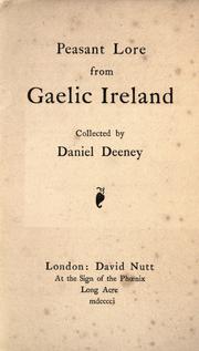 Cover of: Peasant lore from Gaelic Ireland. by Daniel Deeney