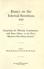 Cover of: Essays on the internal secretions, 1920 by edited by Henry R. Harrower.