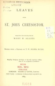 Cover of: Leaves from St. John Chrysostom