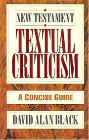 Cover of: New Testament textual criticism: a concise guide