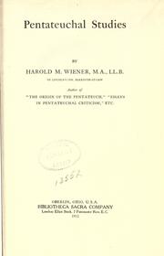 Cover of: Pentateuchal studies. by Harold M. Wiener
