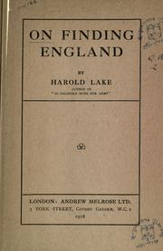 On finding England by Harold Lake