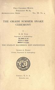 Cover of: The Oraibi summer snake ceremony