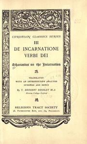 Cover of: De incarnatione Verbi Dei: Athanasius on the incarnation
