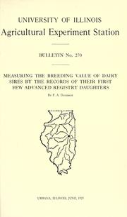 Measuring the breeding value of dairy sires by the records of their first few advanced registry daughters by F. A. Davidson