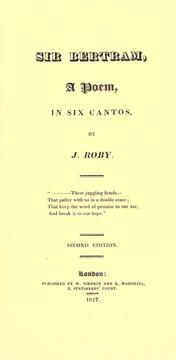 Cover of: Sir Bertram: a poem, in six cantos.