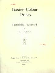 Cover of: Baxter colour prints; pictorially presented