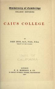 Cover of: Caius College by Venn, John, Venn, John