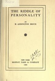 Cover of: The riddle of personality. by H. Addington Bruce