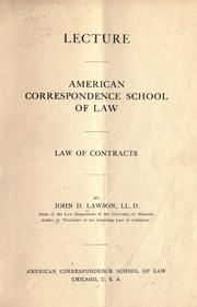 Cover of: Law of contracts by John Davison Lawson
