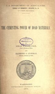 Cover of: The cementing power of road materials. by Logan Waller Page