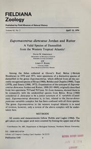 Cover of: Eupomacentrus diencaeus Jordan and Rutter: a valid species of damselfish from the western tropical Atlantic