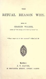 Cover of: The ritual "reason why" by Walker, Charles of Brighton.