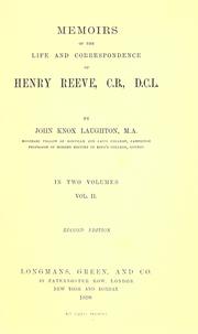 Cover of: Memoirs of the life and correspondence of Henry Reeve. by Reeve, Henry