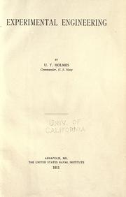 Cover of: Experimental engineering. by Holmes, Urban Tigner