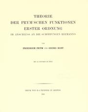 Cover of: Theorie der Prym'schen funktionen by F. Prym, F. Prym