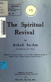 Cover of: The spiritual revival by Aḥad Haʻam