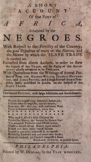 Cover of: A short account of that part of Africa, inhabited by the Negroes. by Anthony Benezet