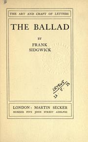 Cover of: The ballad. by Frank Sidgwick